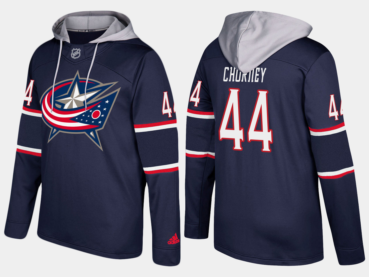 Men NHL Columbus blue jackets #44 taylor chorney navy blue hoodie